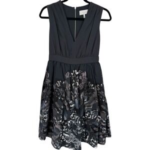 Adam Lippes Women's Sleeveless Floral V-Neck Fit & Flare Dress Size 2 Feminine